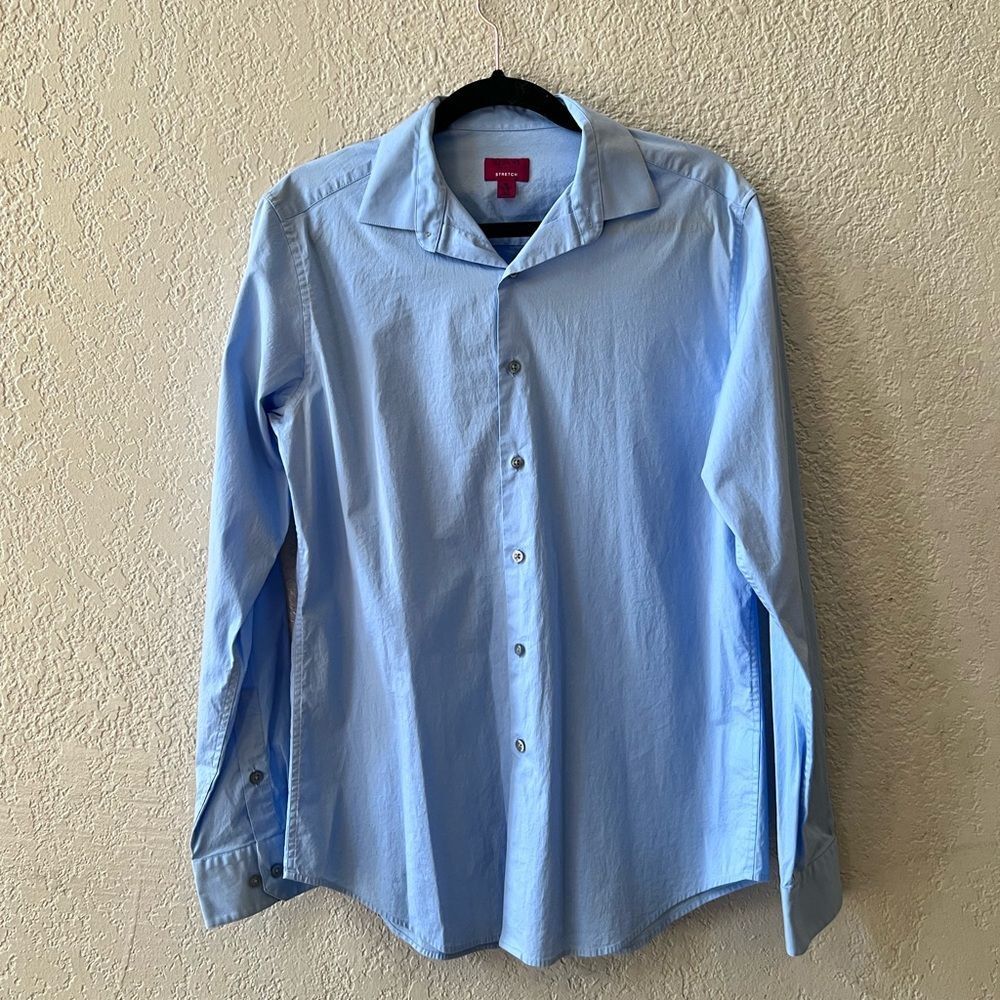 Alfani Slim Fit Button Down Shirt Lot Of 2 Blue & Checkered Men's M 34/35 15.5' - Picture 4 of 13